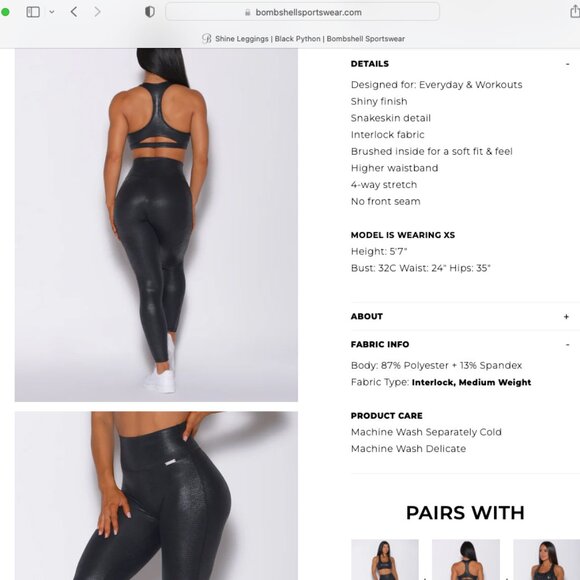 NWT BOMBSHELL SPORTSWEAR Python Shine Legging Black XS - Picture 7 of 7